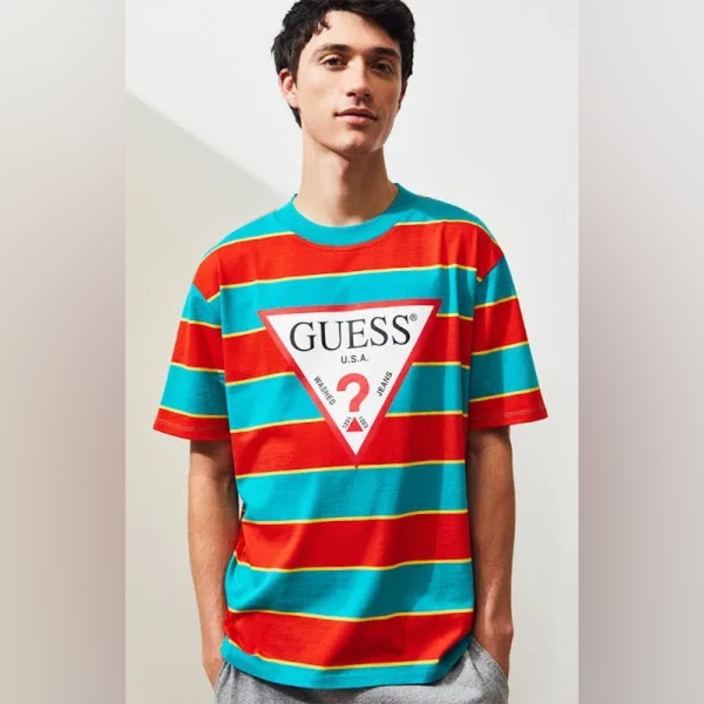 Guess Los Angeles Davidson Stripe Tri Crew T-Shirt Men's Size Large